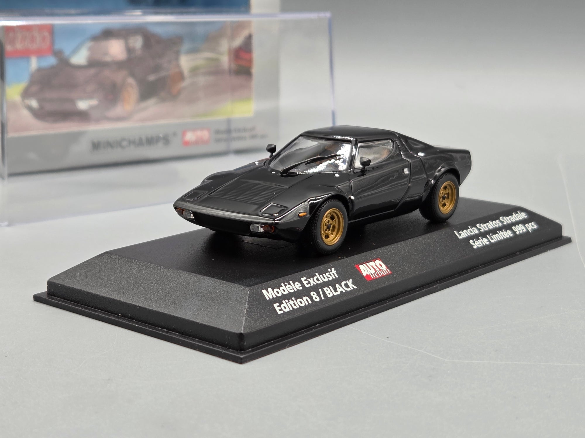 Modellautos 1:43 Minichamps Lancia Stratos Autohebdo Edition 8 Schwarz mit OVP