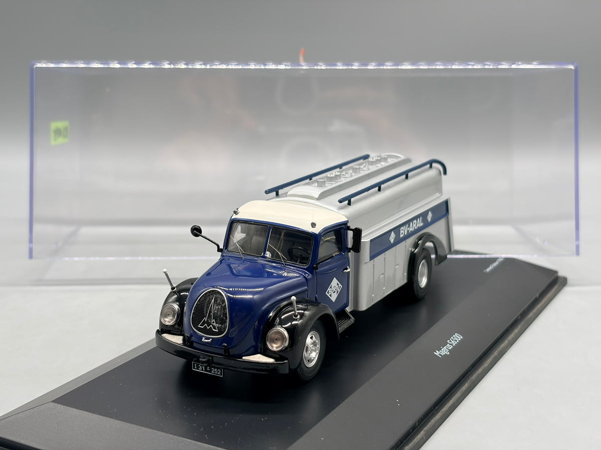 Modellautos 1:43 Schuco Magirus S6500 Tanker BV-Aral mit Vitrine