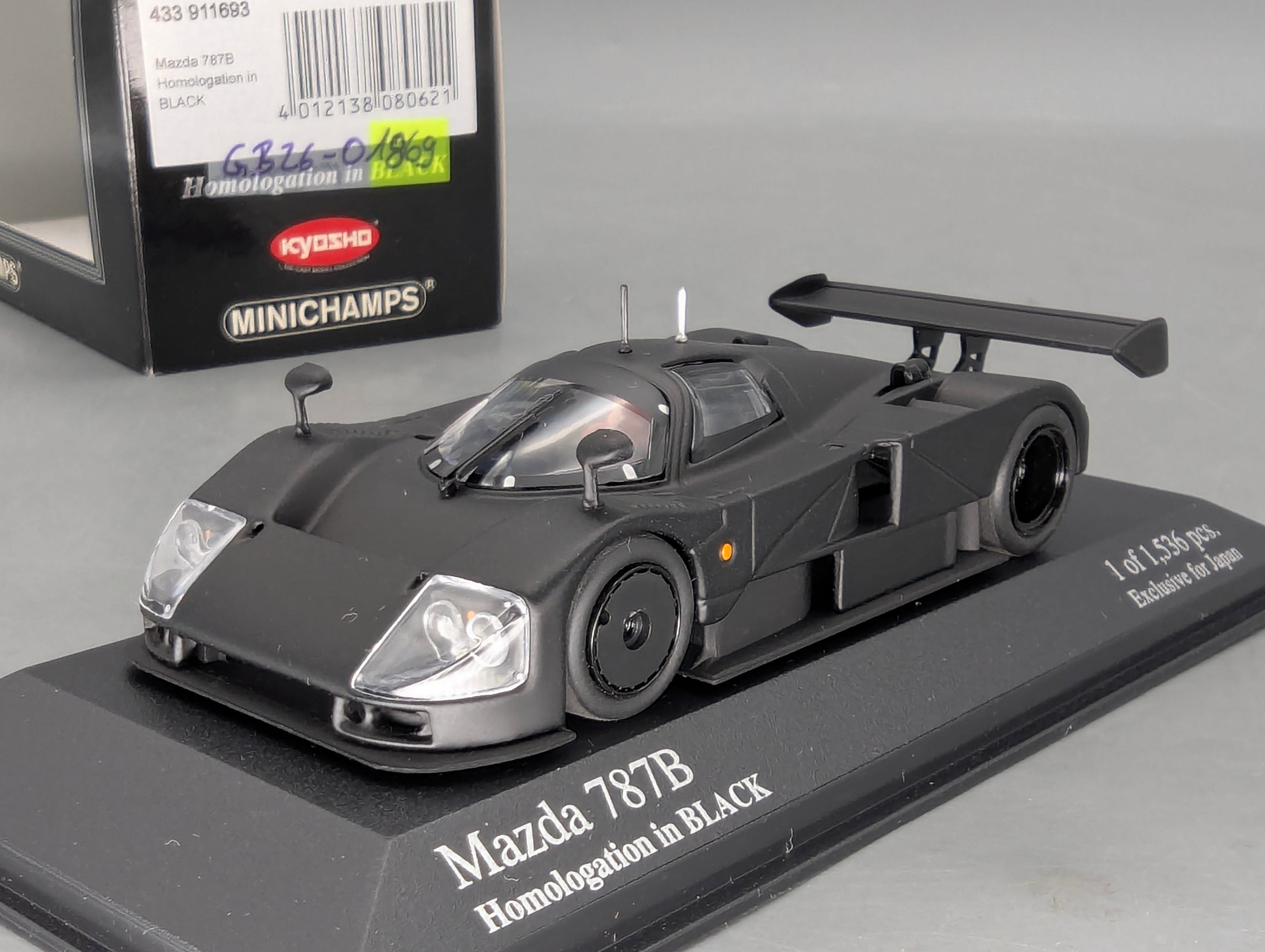 Coches a escala 1:43 Minichamps / Kyosho Mazda 787B Homologación Negro Precintado