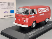 Modelos de coches 1:43 Minichamps Volkswagen VW T2 Transporter Porsche Rojo con embalaje original