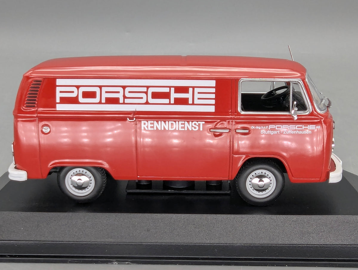 Modelos de coches 1:43 Minichamps Volkswagen VW T2 Transporter Porsche Rojo con embalaje original