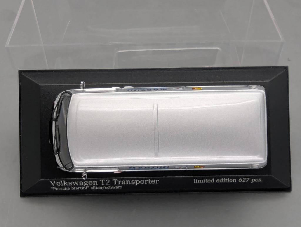 Modellautos 1:43 Minichamps Volkswagen VW T2 Transporter Porsche Martini Silber mit OVP