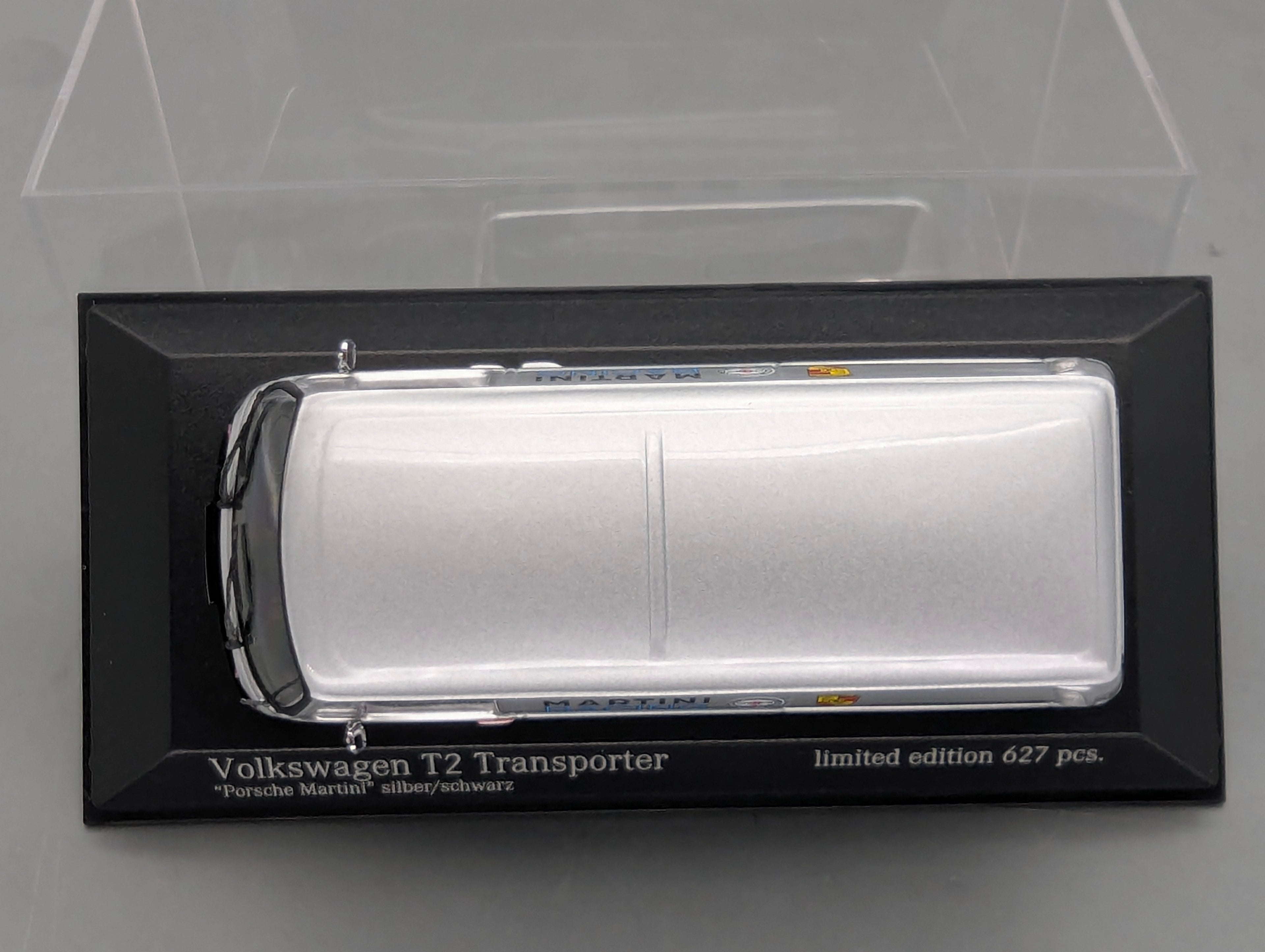 Modellautos 1:43 Minichamps Volkswagen VW T2 Transporter Porsche Martini Silber mit OVP