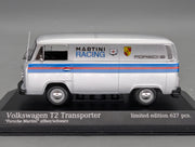 Coches a escala 1:43 Minichamps Volkswagen VW T2 Transporter Porsche Martini Plata con embalaje original