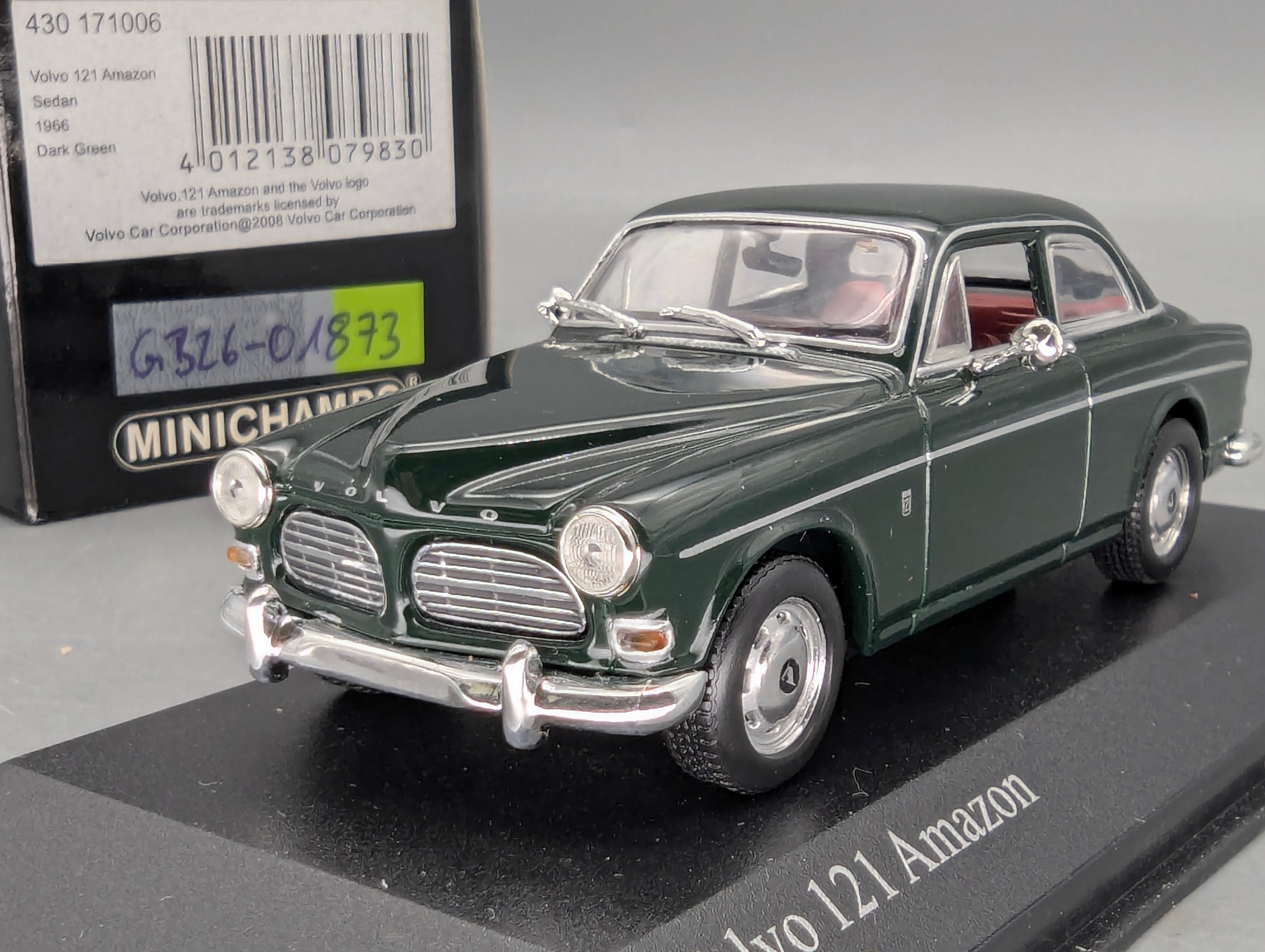 Modelos de coches 1:43 Minichamps Volvo 121 Amazon Sedán 1966 Verde oscuro con embalaje original