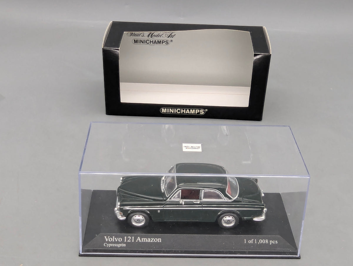 Modelos de coches 1:43 Minichamps Volvo 121 Amazon Sedán 1966 Verde oscuro con embalaje original