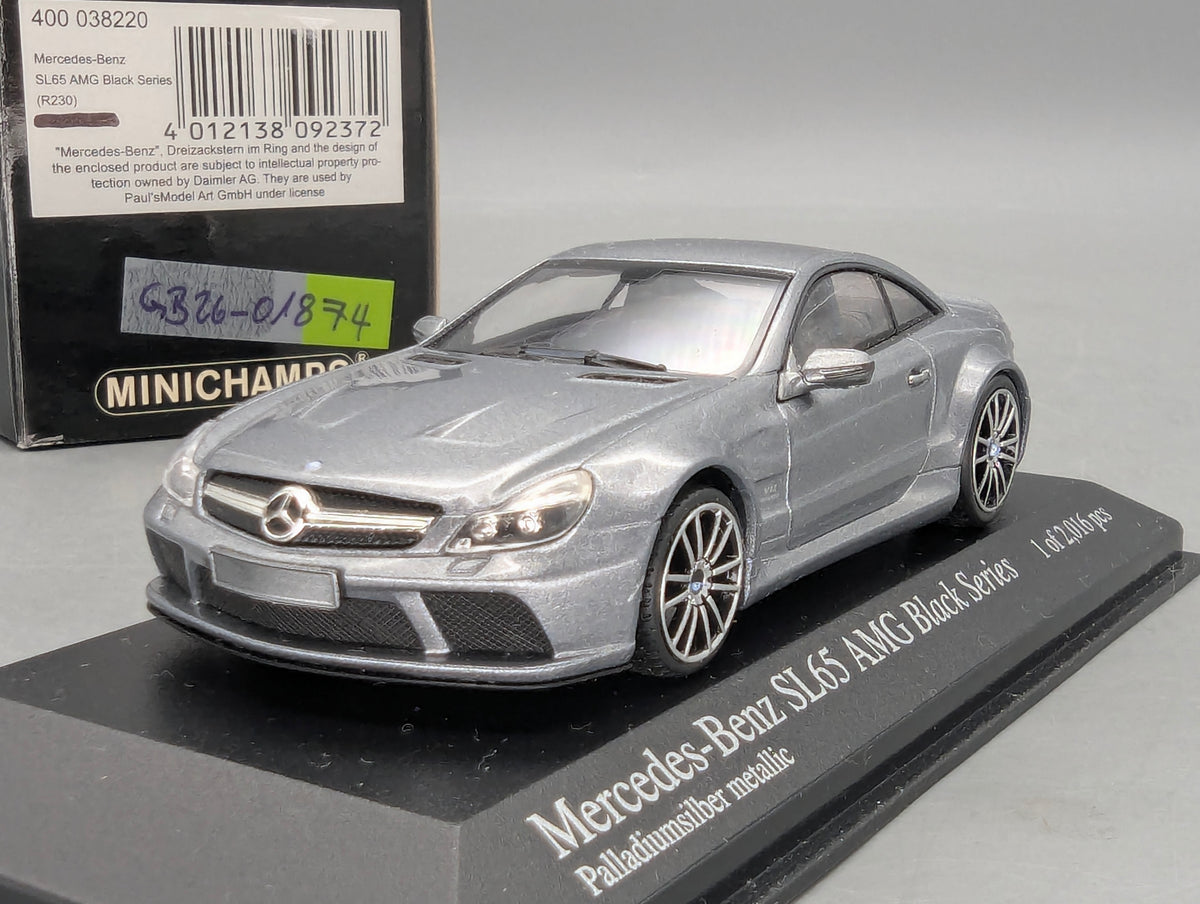 Coches en miniatura 1:43 Minichamps Mercedes Benz SL65 AMG Black Series Plata con embalaje original