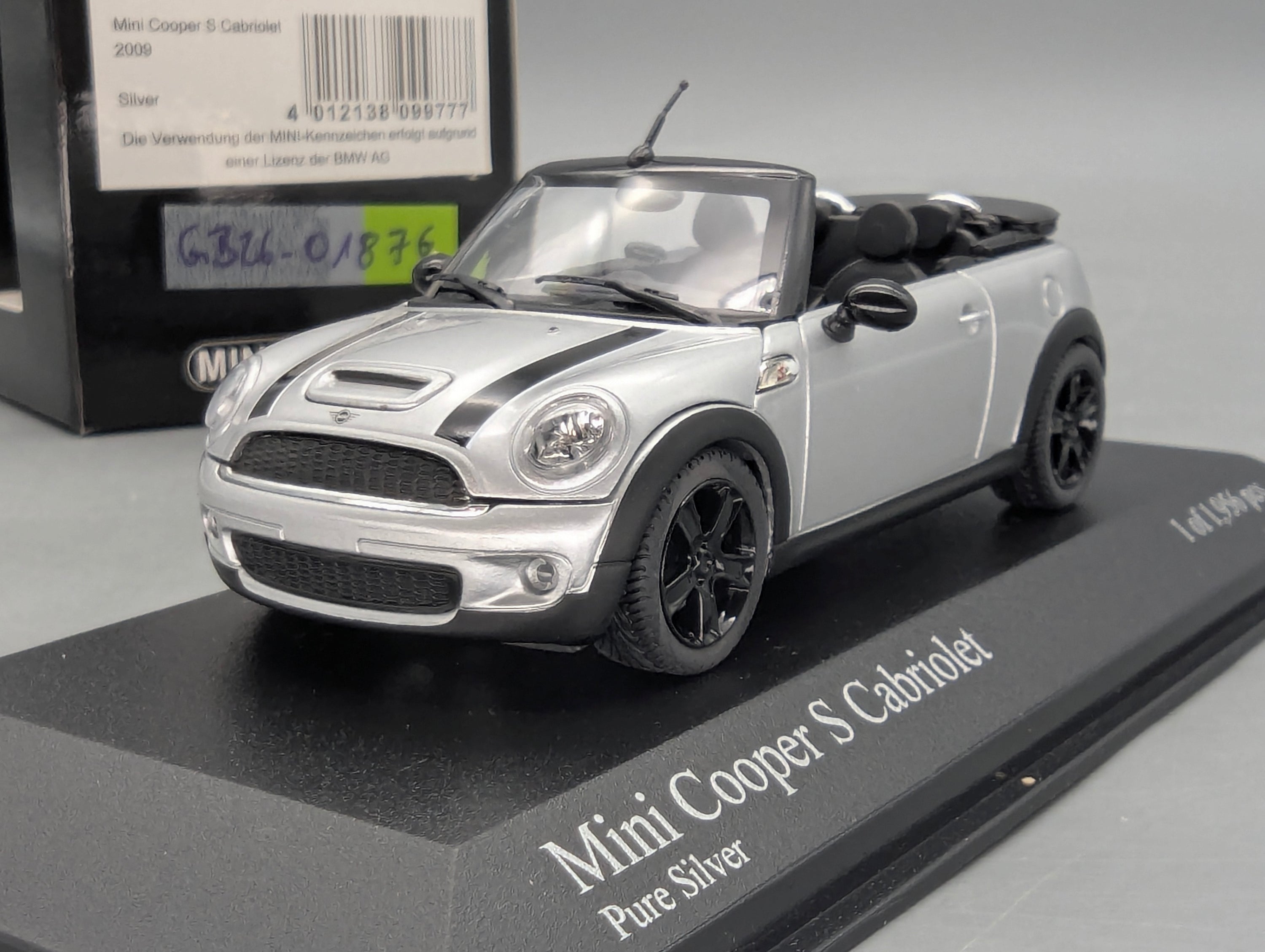 Modellautos 1:43 Minichamps Mini Cooper S Cabriolet 2009 Silber mit OVP