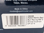 Coches a escala 1:43 Spark S6088 Aston Martin RB 15 GANADOR GP Austria 2019 #33 Verstappen embalaje original