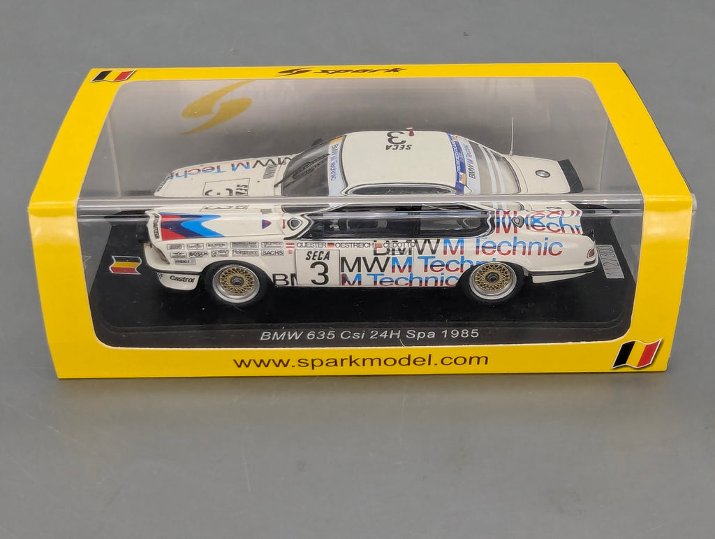 Model Cars 1:43 Spark SB660 BMW 635 CSi 24h Spa 1985 #3 with original packaging