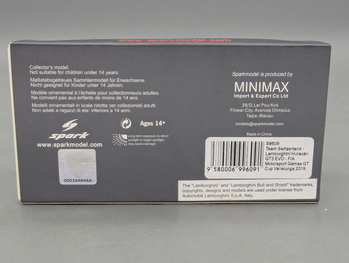 Coches a escala 1:43 Spark S9609 Lamborghini Huracan GT3 EVO FIA Vallelunga 2019 #58 precintado