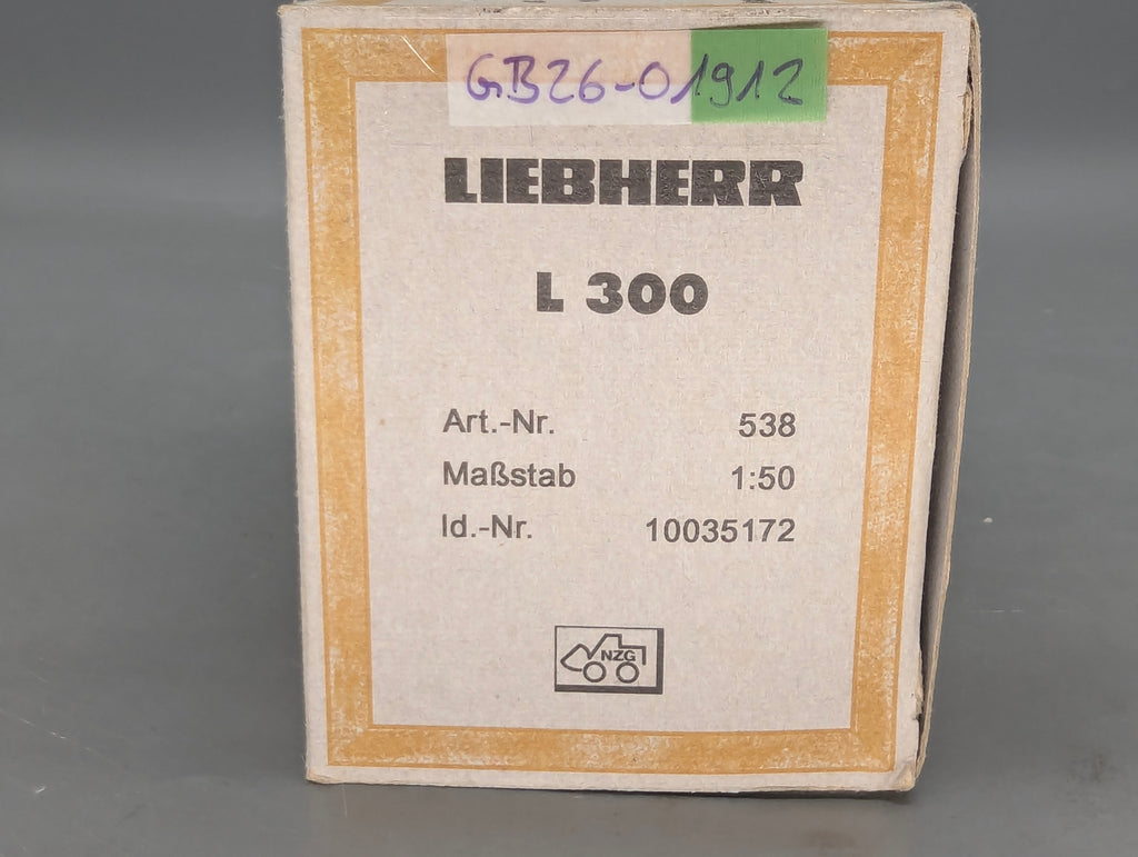 Excavadora modelo 1:50 NZG 538 Liebherr L300 "la primera excavadora móvil" con embalaje original