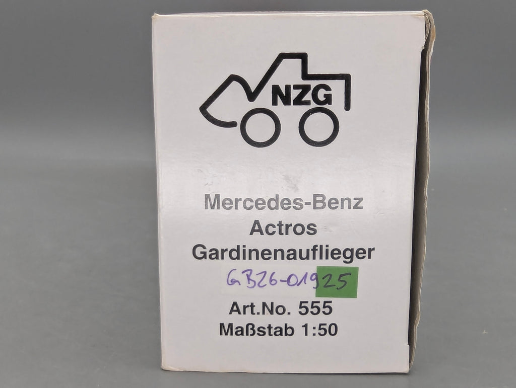 Camión Modelo 1:50 NZG 555 Mercedes Benz Actros Kögel Semirremolque Lona con embalaje original