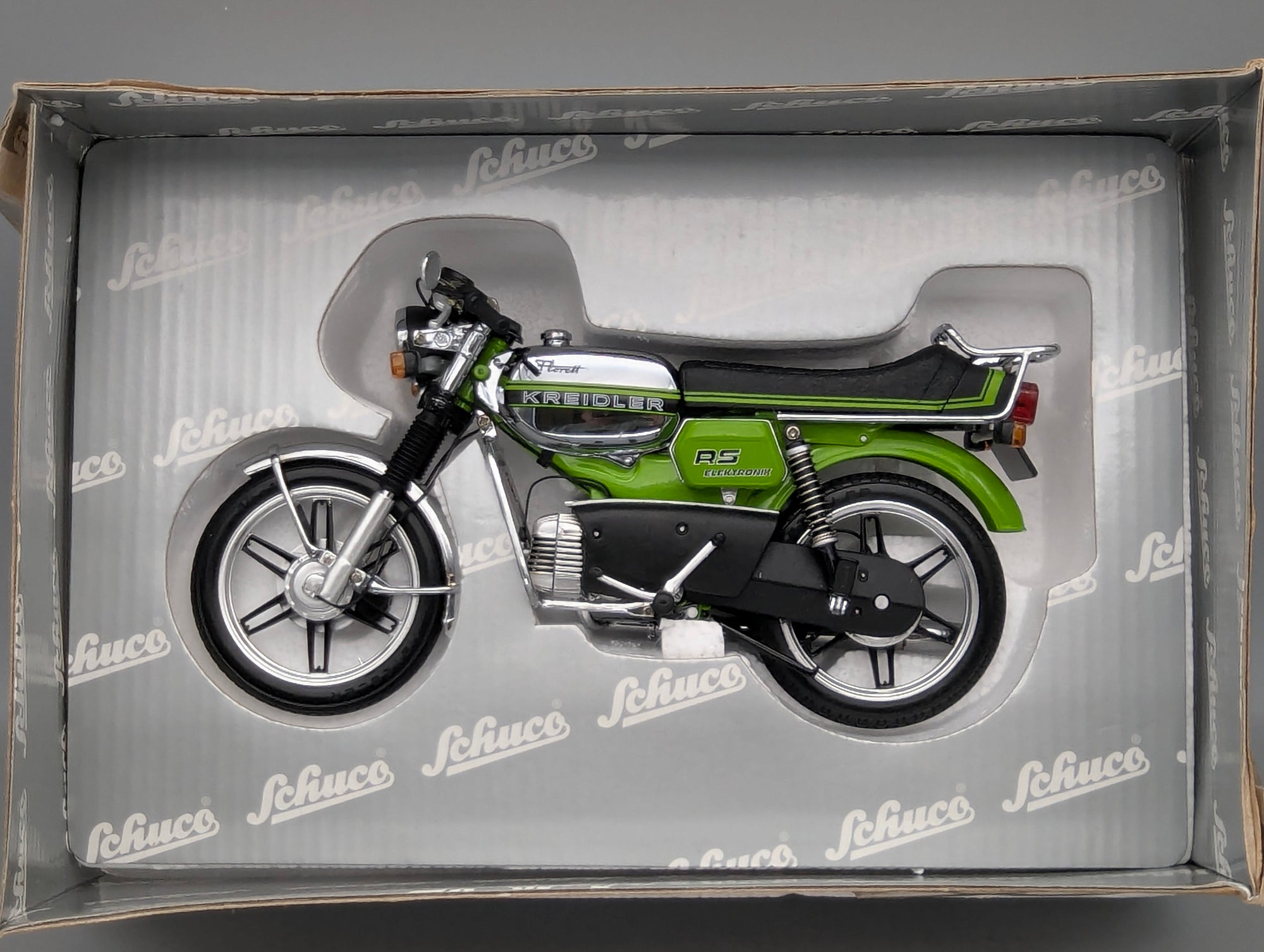 Motorrad Modell 1:10 Schuco Kreidler Florett RS Elektronik Grün mit OVP