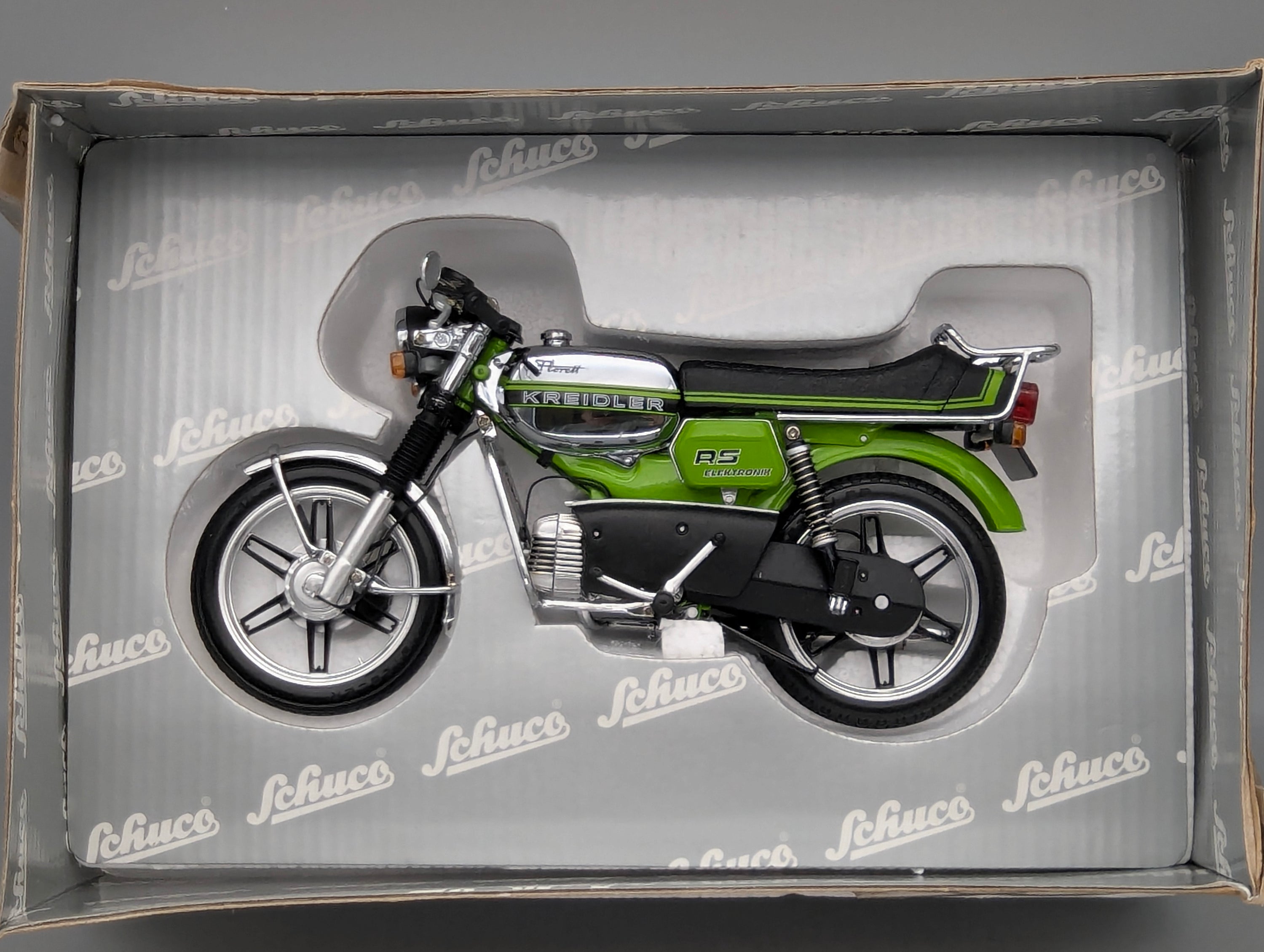 Motorrad Modell 1:10 Schuco Kreidler Florett RS Elektronik Grün mit OVP