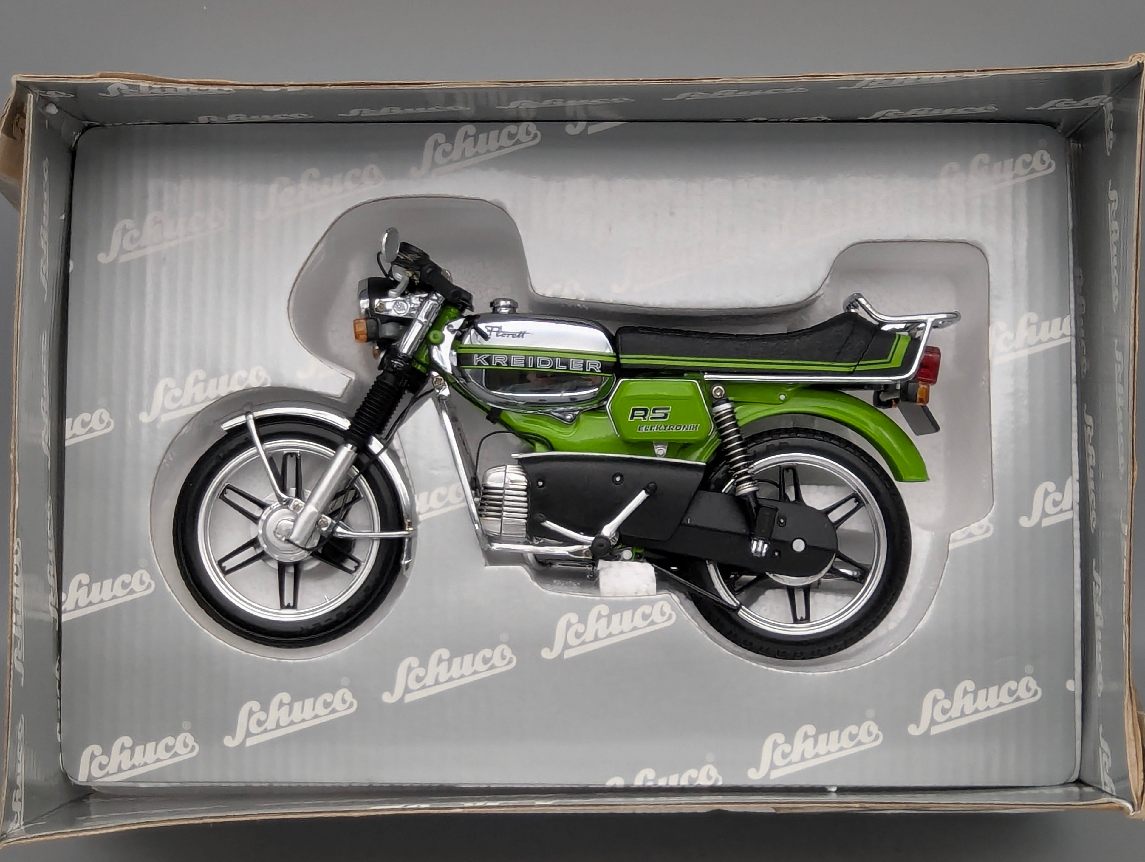 Motorrad Modell 1:10 Schuco Kreidler Florett RS Elektronik Grün mit OVP