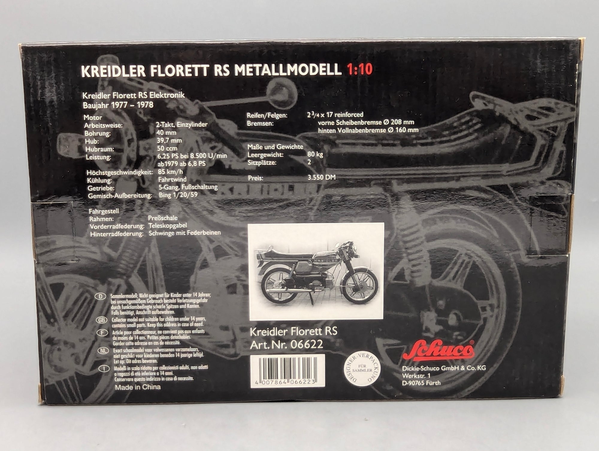Motorrad Modell 1:10 Schuco Kreidler Florett RS Elektronik Grün mit OVP