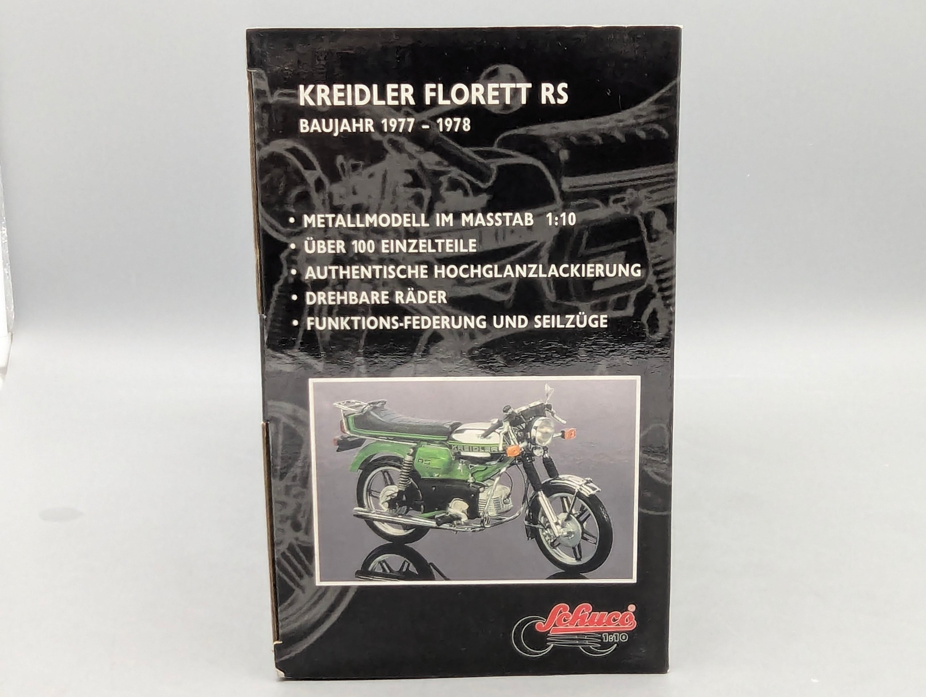 Motorrad Modell 1:10 Schuco Kreidler Florett RS Elektronik Grün mit OVP