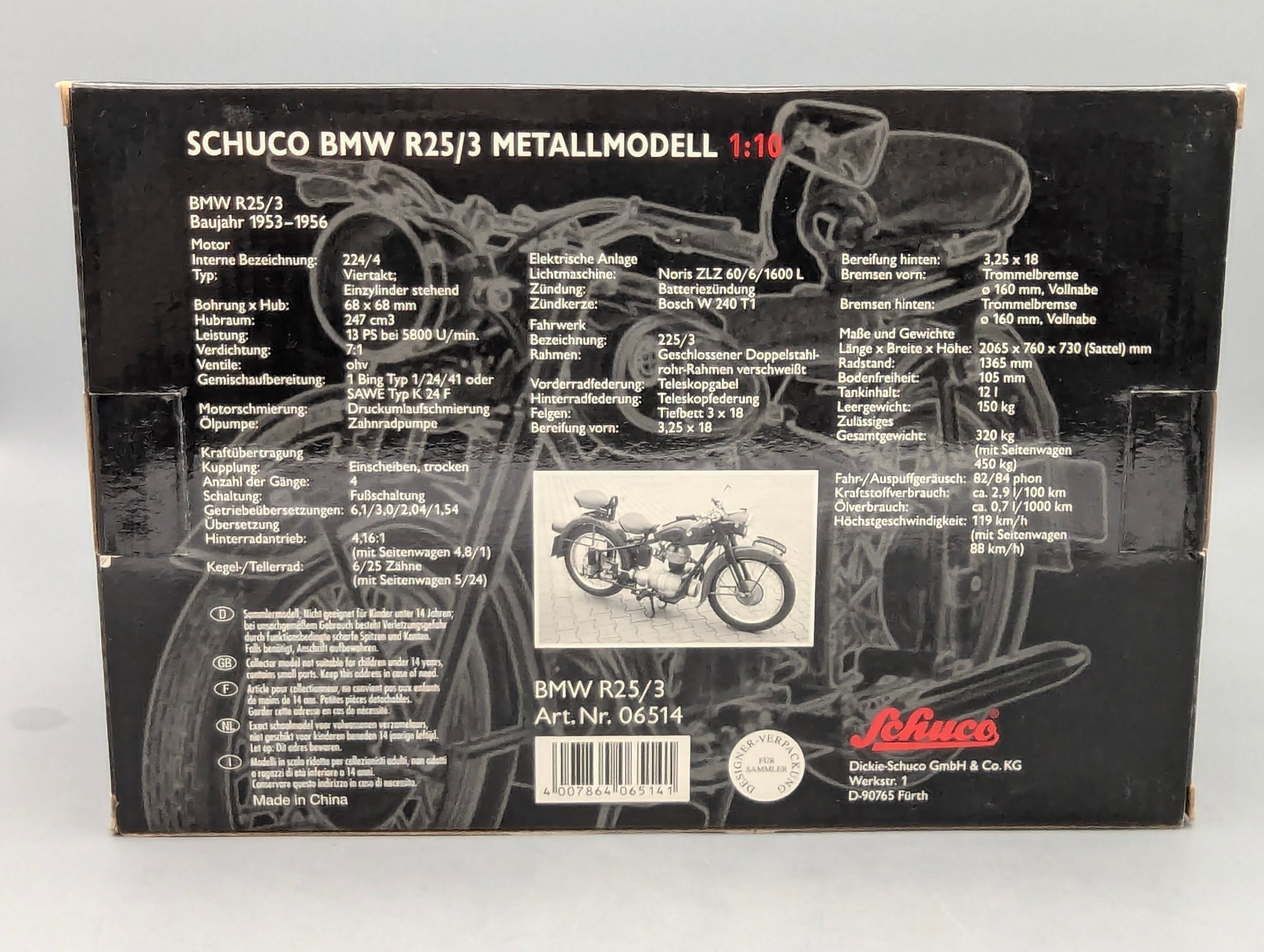 Motorrad Modell 1:10 Schuco BMW R25/3 Feuerwehr mit OVP