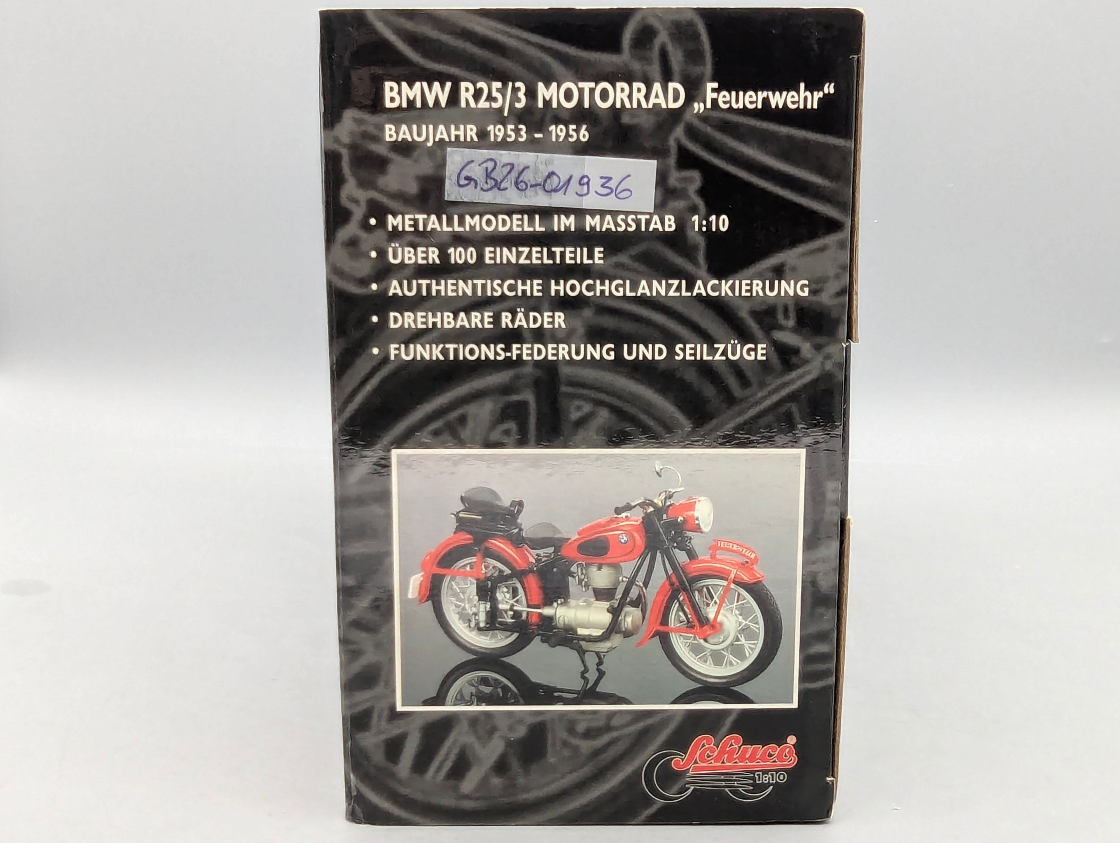 Motocicleta Modelo 1:10 Schuco BMW R25/3 Bomberos con caja original