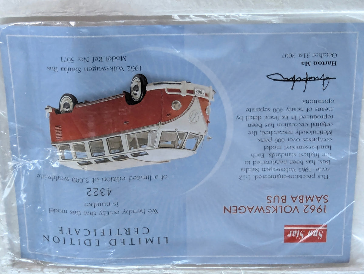 Model Cars 1:12 Sun Star Volkswagen VW Samba Bus T1 Type 2 1962 with Original Packaging