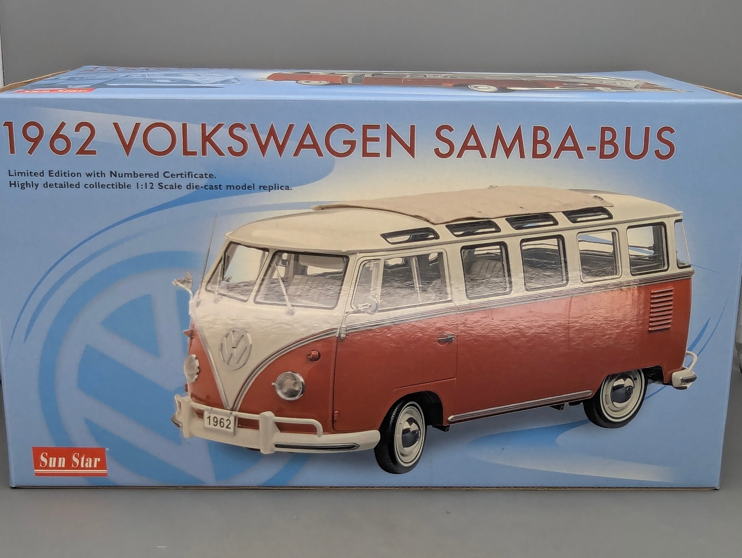Model Cars 1:12 Sun Star Volkswagen VW Samba Bus T1 Type 2 1962 with Original Packaging