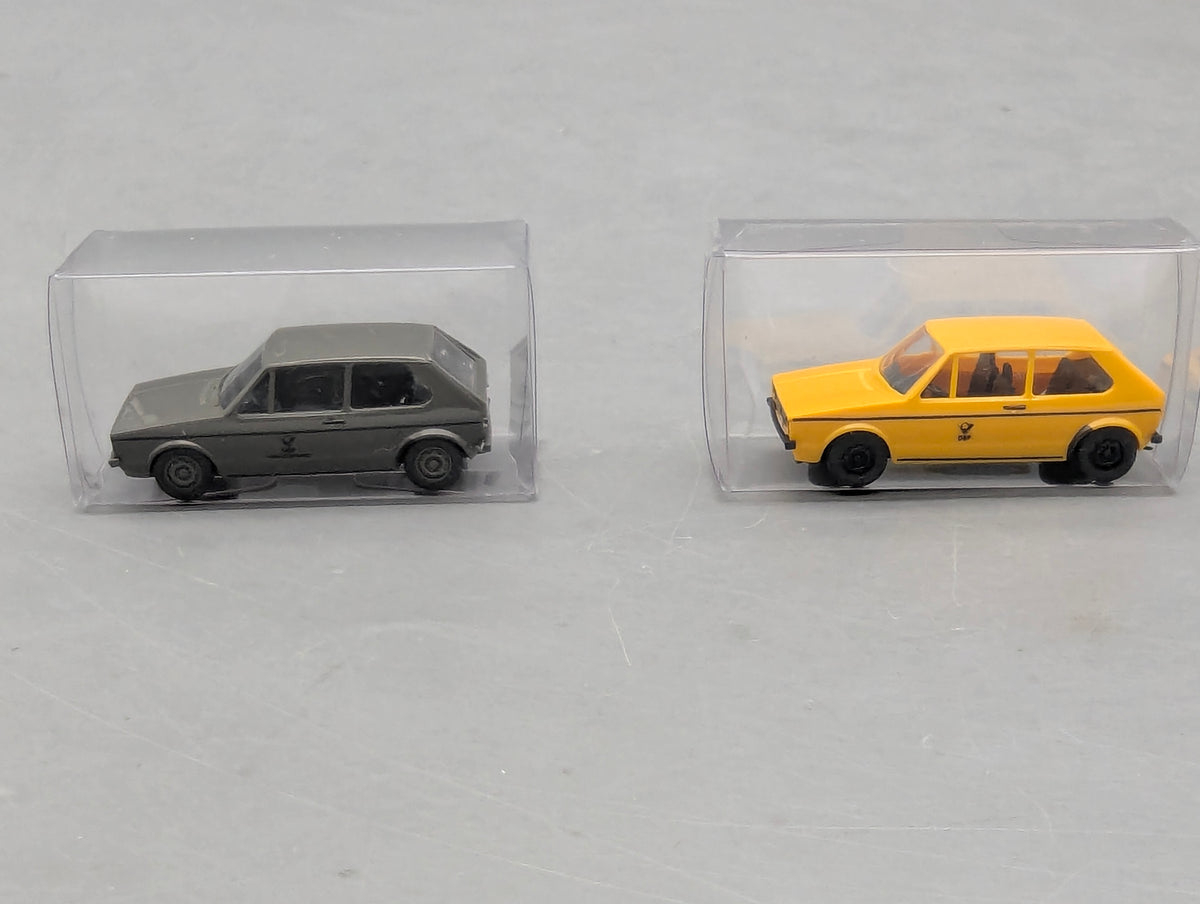 Modellautos H0 1:87 Brekina Volkswagen VW Golf 2-tlg Set Deutsche Bundespost OVP