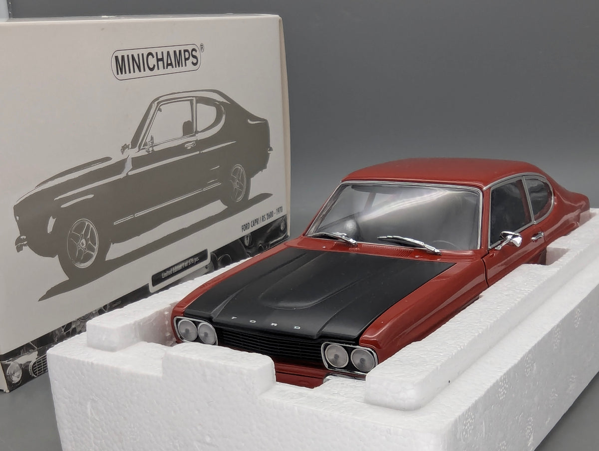 Modellautos 1:18 Minichamps Ford Capri I RS 2600 1970 Rot Schwarz mit OVP