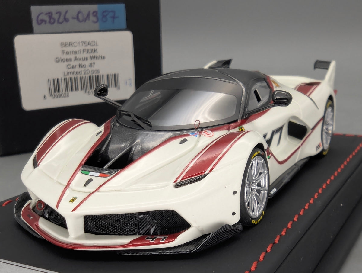 Modellautos 1:43 BBR Deluxe Ferrari FXX-K Gloss Avus White Car #47 Ltd 17/20 OVP