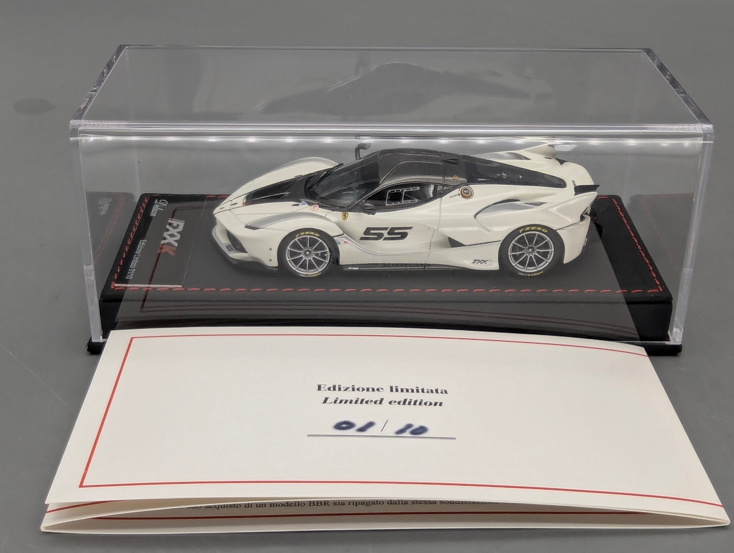 Modellautos 1:43 BBR Deluxe Ferrari FXX-K Bianco Avus Car #55 Ltd 01/10 OVP