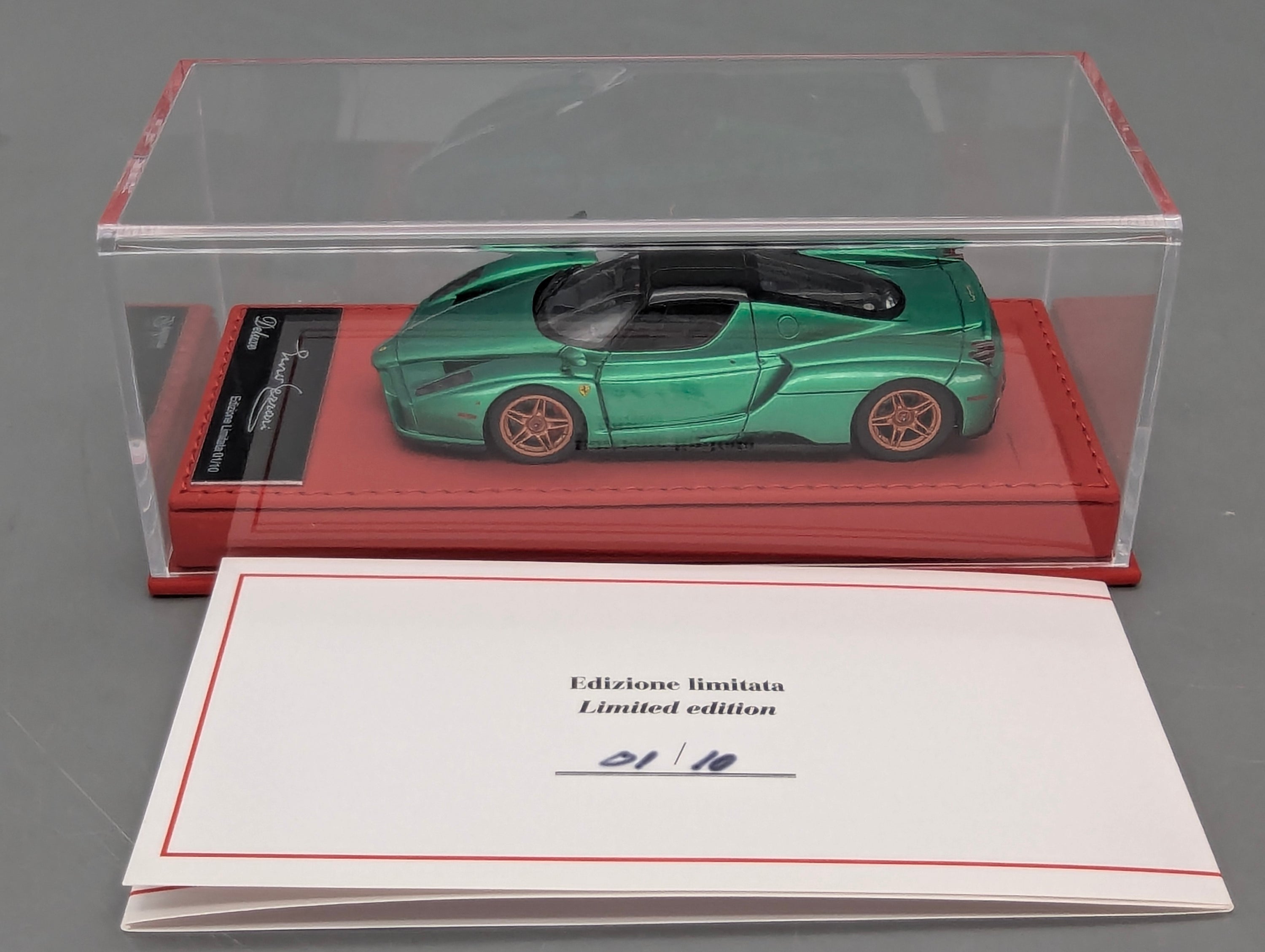 Modellautos 1:43 BBR Deluxe Ferrari Enzo Met. Green Ltd 01/10 mit OVP