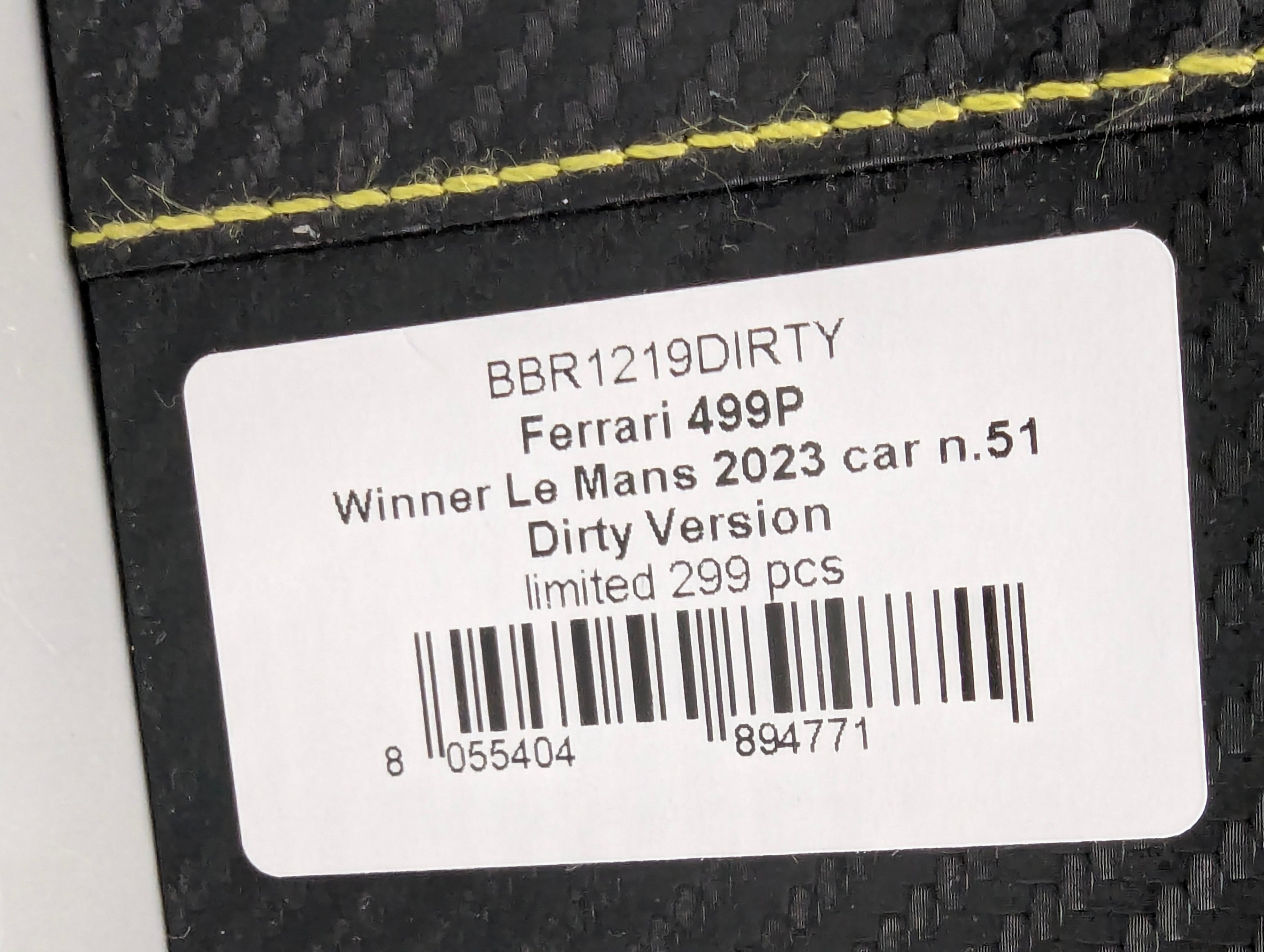 Modellautos 1:12 BBR Ferrari 499P WINNER 24h Le Mans 2023 DIRTY VERSION Ltd 048/299 #51 mit Kofferbox und OVP