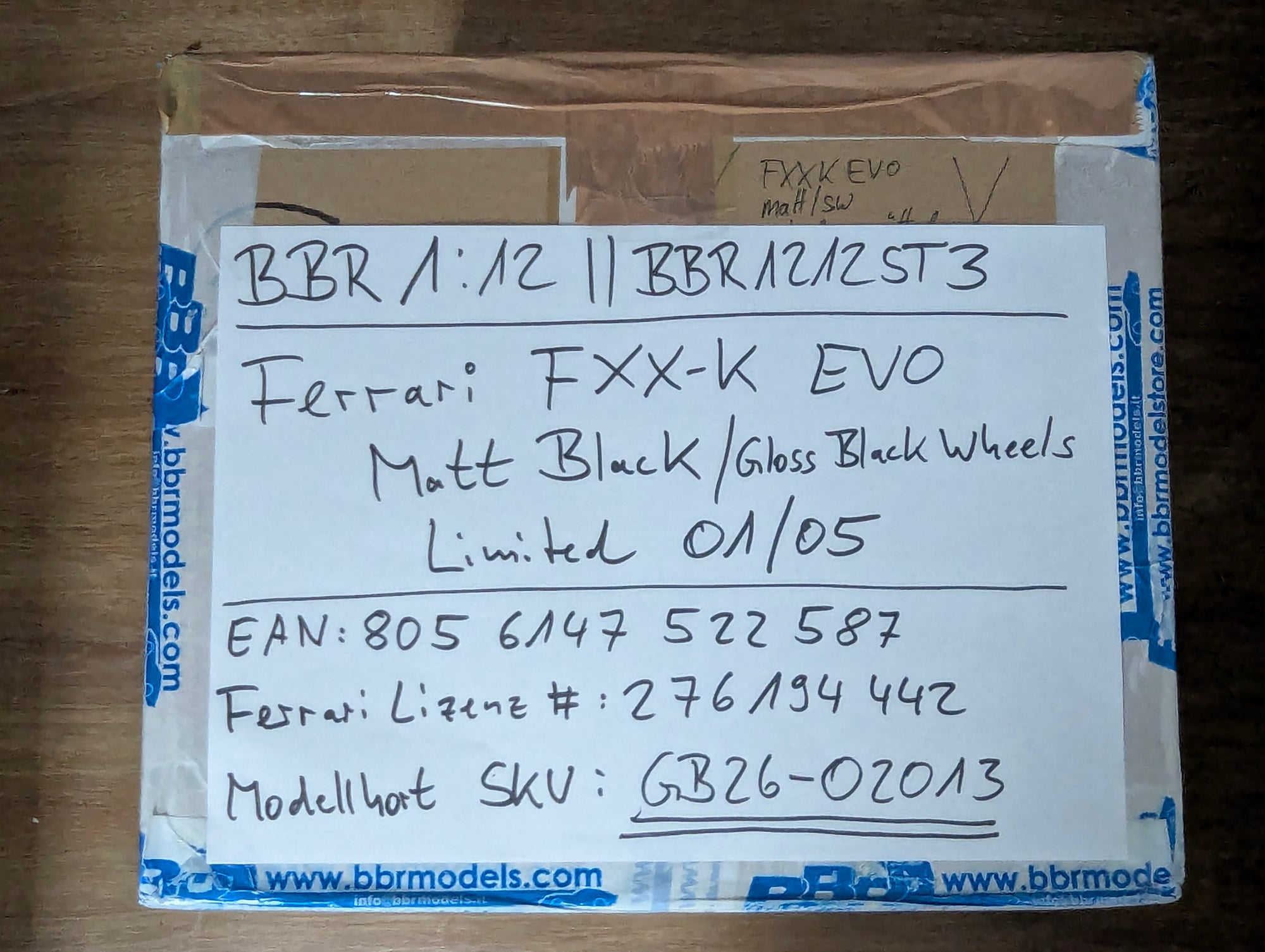 Modellautos 1:12 BBR Ferrari FXX-K EVO Ltd 01/05 Matt Black OVP
