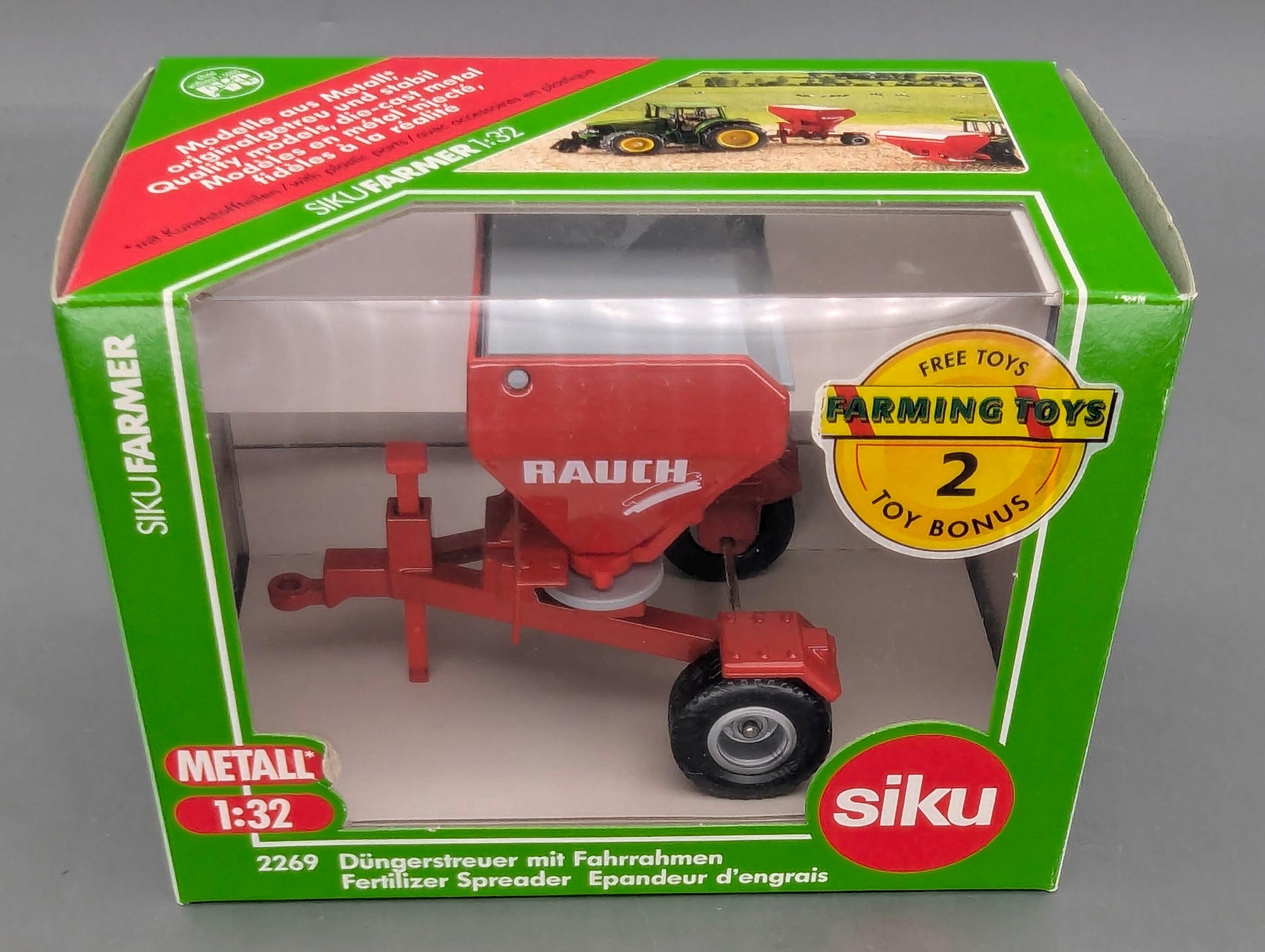 Landwirtschafts Modelle 1:32 Siku Farmer 2269 Rauch Düngerstreuer mit Fahrrahmen OVP
