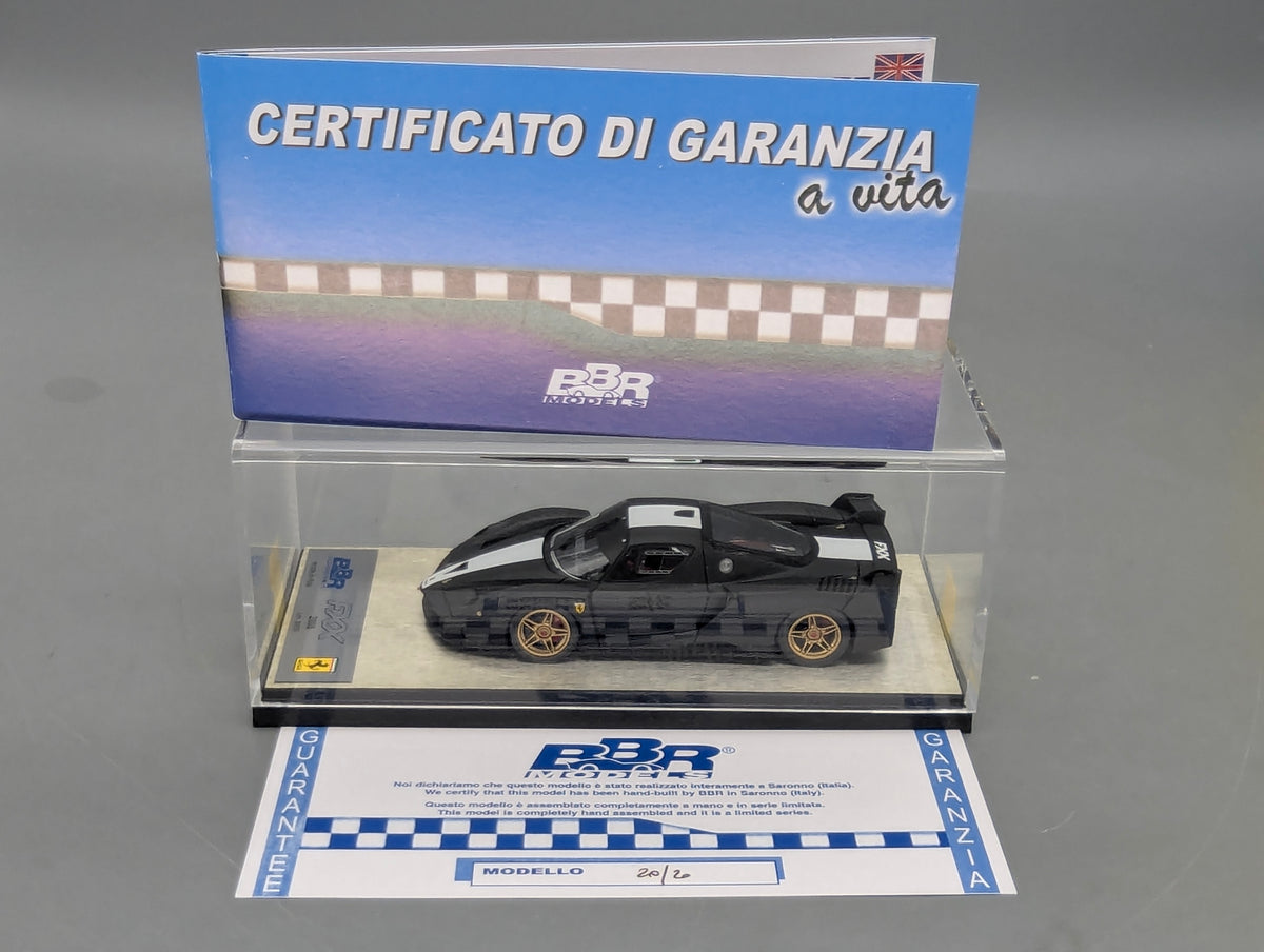 Modellautos 1:43 BBR Ferrari FXX 2006 Matt Black Ltd 20/20 mit Vitrine und OVP