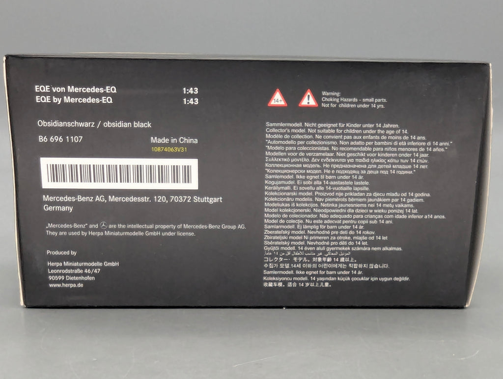 Modellautos 1:43 Herpa Mercedes Benz EQE Obsidianschwarz Schwarz Dealer OVP