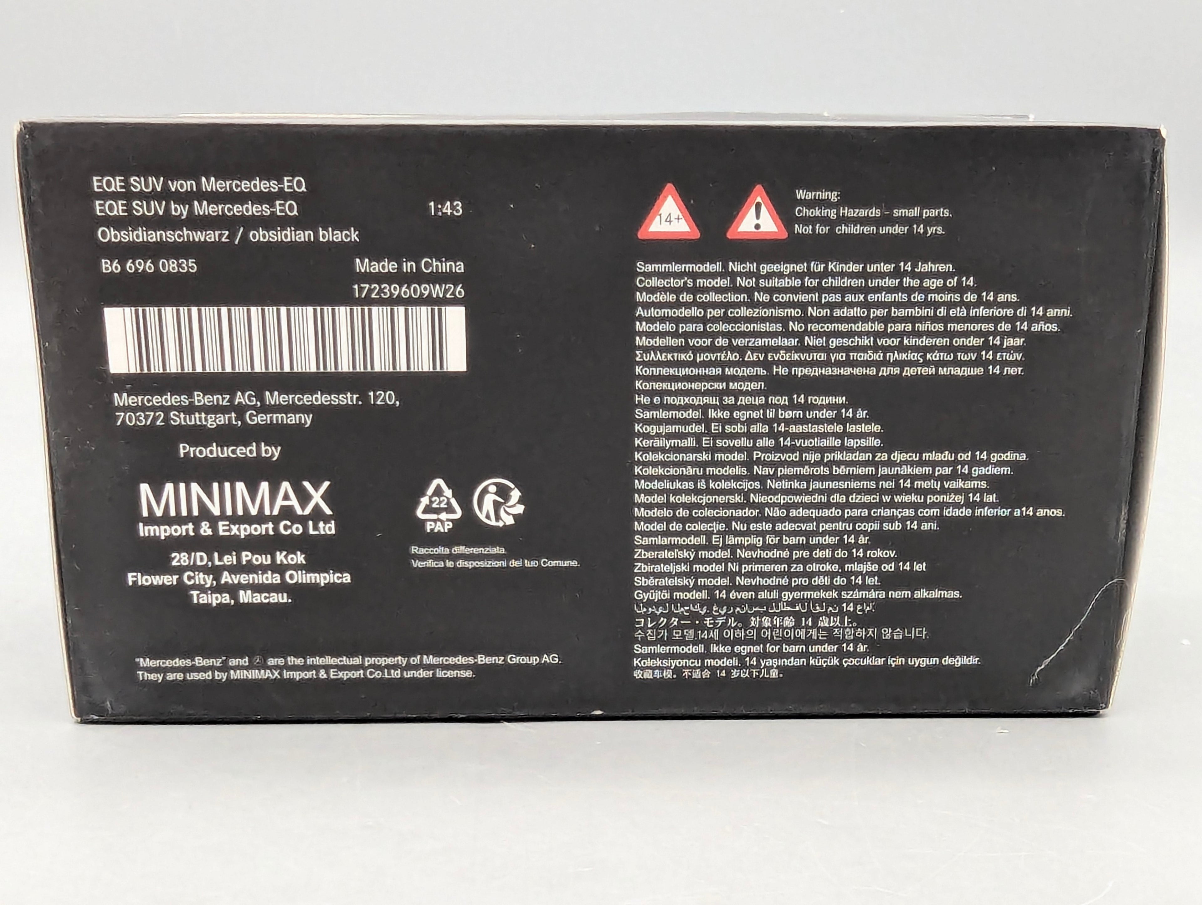 Modellautos 1:43 Spark Mercedes Benz EQE SUV Obsidianschwarz Schwarz mit OVP
