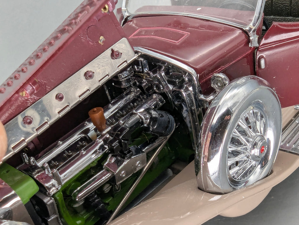 Modellautos 1:24 Franklin Mint Duesenberg J Derham Tourster Weinrot in Styroporbox