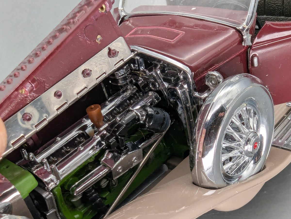 Modellautos 1:24 Franklin Mint Duesenberg J Derham Tourster Weinrot in Styroporbox