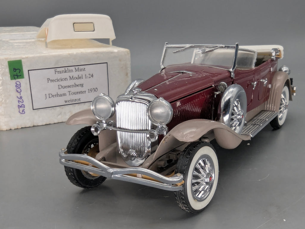 Modellautos 1:24 Franklin Mint Duesenberg J Derham Tourster Weinrot in Styroporbox