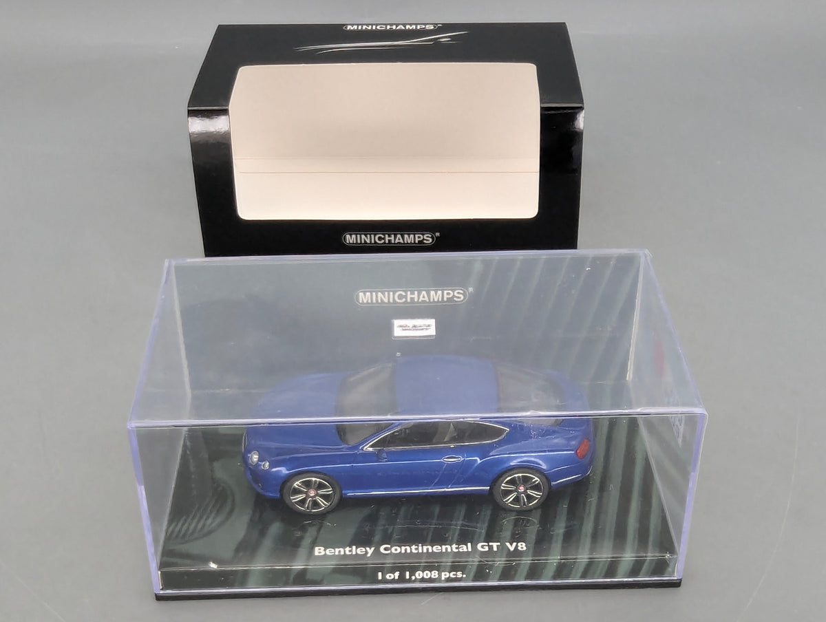 Modellautos 1:43 Minichamps Bentley Continental GT V8 2011 Blue Metallic mit OVP