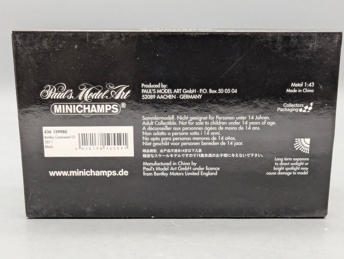 Modellautos 1:43 Minichamps Bentley Continental GT 2011 Black Schwarz mit OVP