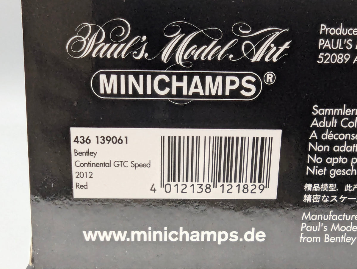 Modellautos 1:43 Minichamps Bentley Continental GTC Speed 2012 Red mit OVP