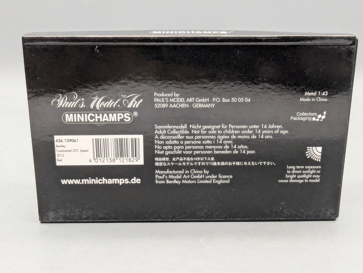 Modellautos 1:43 Minichamps Bentley Continental GTC Speed 2012 Red mit OVP