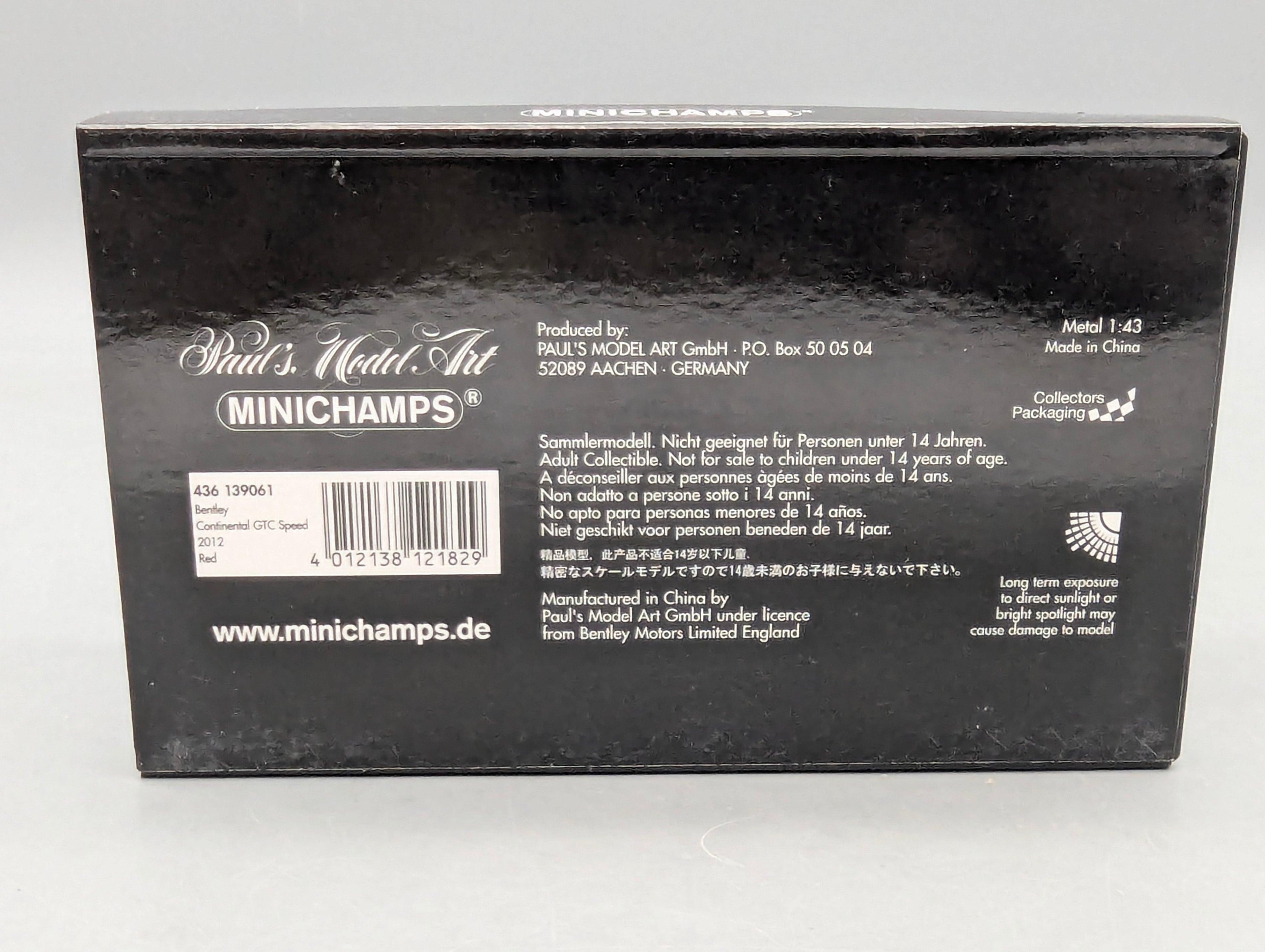 Modellautos 1:43 Minichamps Bentley Continental GTC Speed 2012 Red mit OVP
