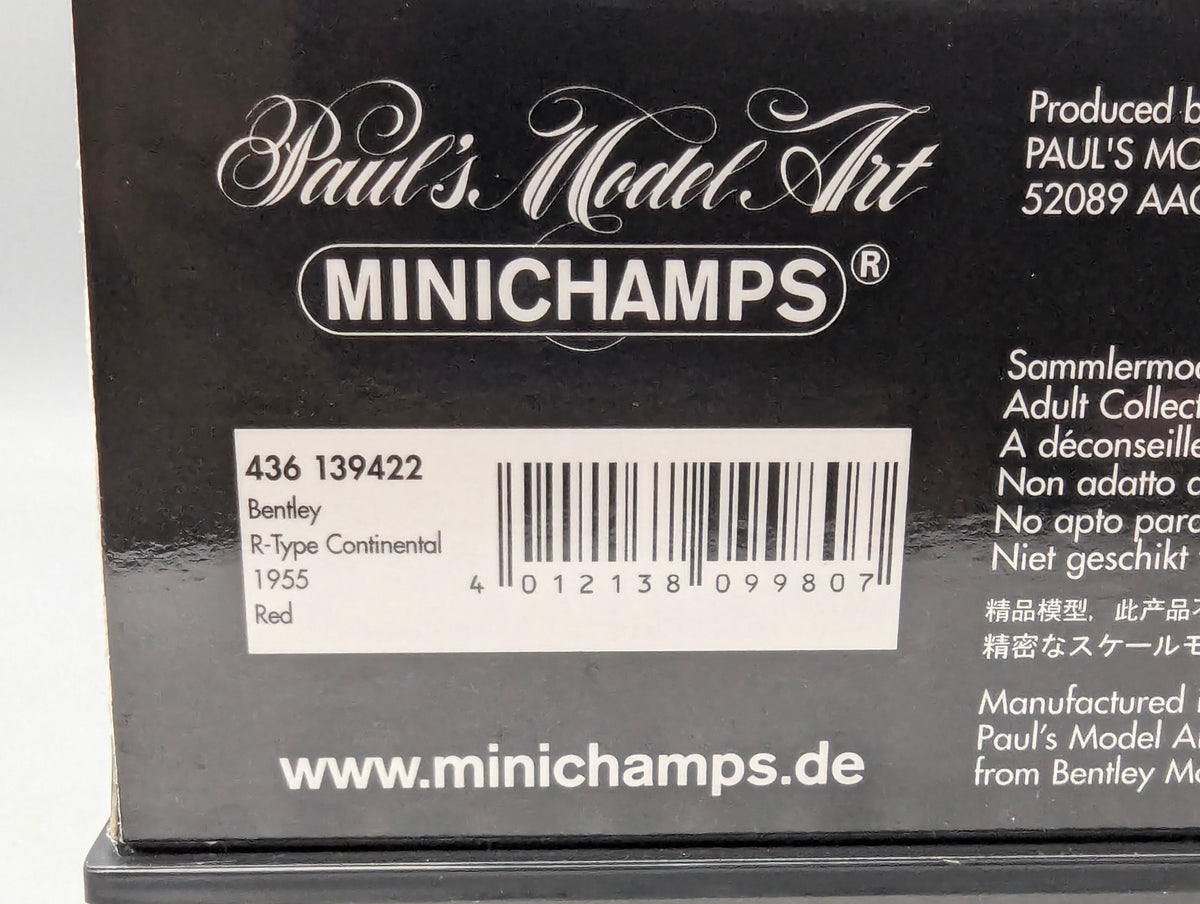Modellautos 1:43 Minichamps Bentley R-Type Continental 1955 Red mit OVP