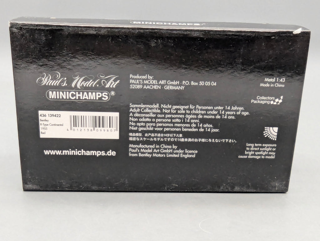 Modellautos 1:43 Minichamps Bentley R-Type Continental 1955 Red mit OVP