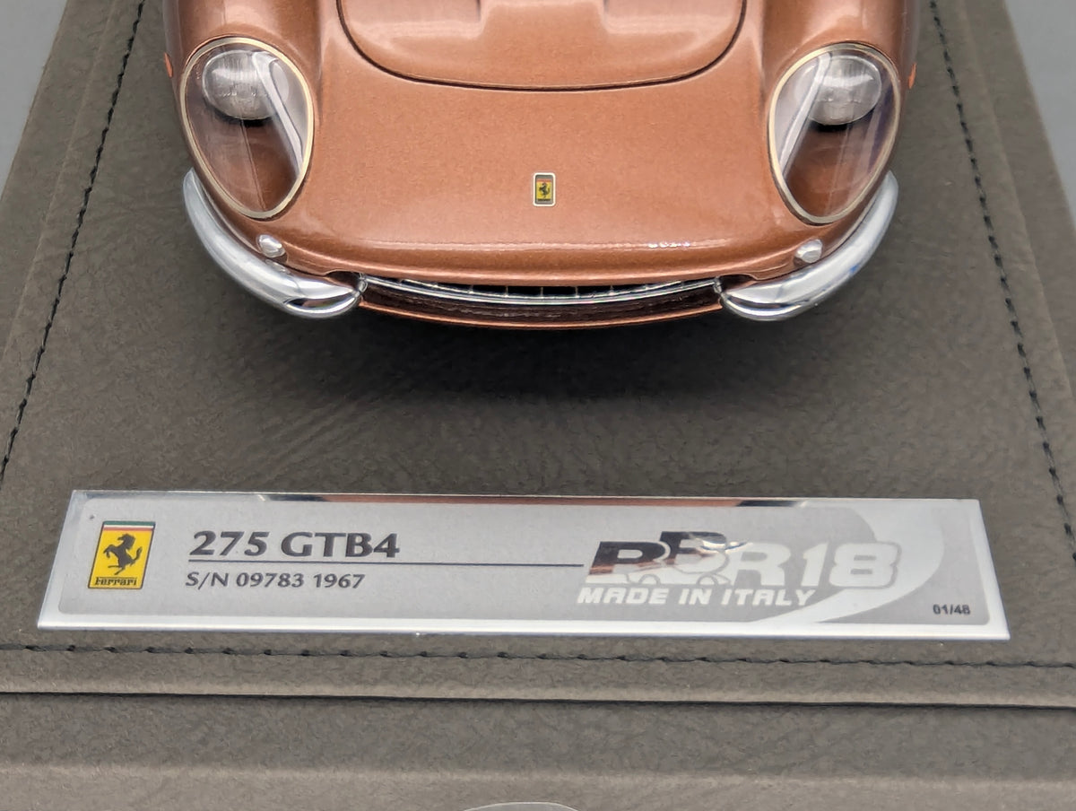 Modellautos 1:18 BBR Ferrari 275 GTB4 S/N 09783 1967 Ltd 01/48 Lederplatte Vitrine OVP