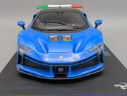 Modellautos 1:18 BBR Ferrari SF90XX Stradale Blue Francia Black Roof Ltd 11/50 Lederplatte OVP