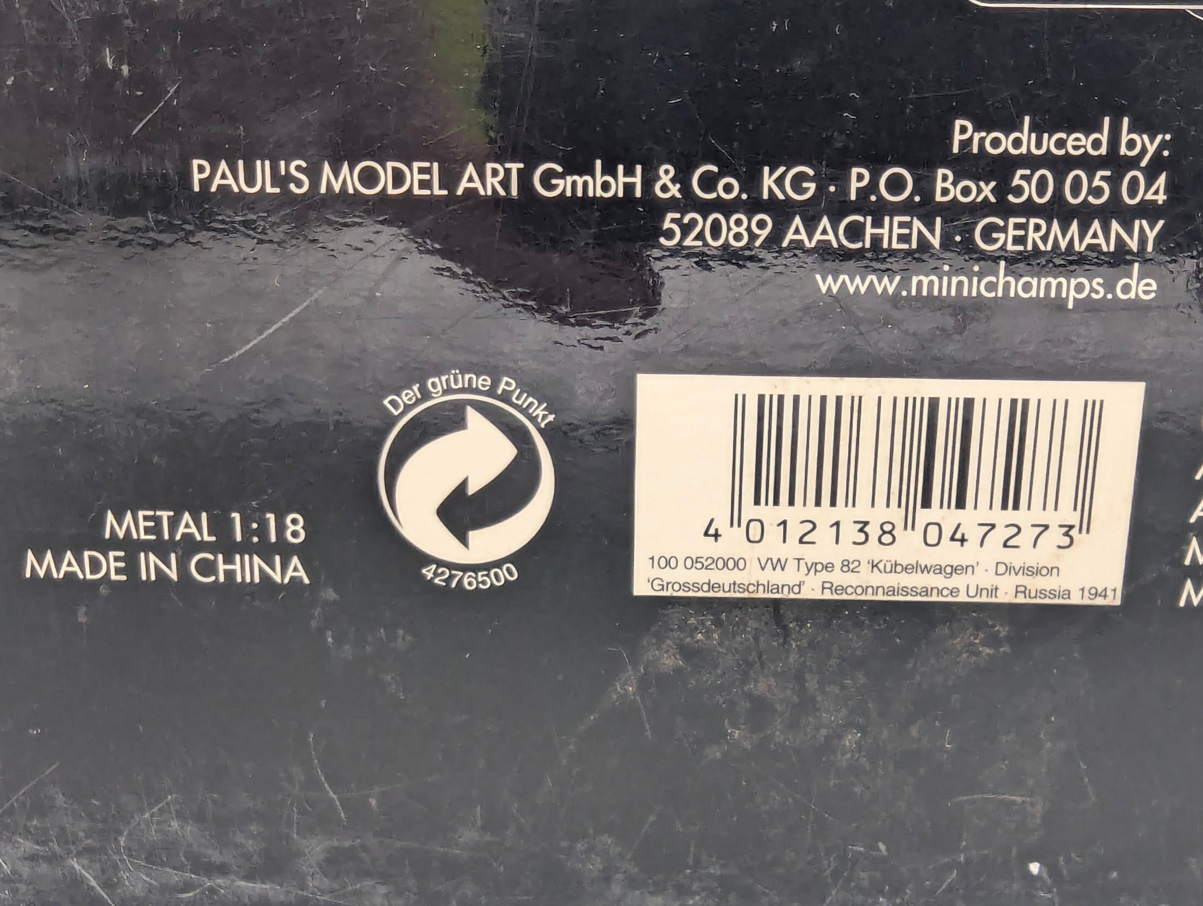 Modellautos 1:18 Minichamps Volkswagen VW Type 82 Kübelwagen 1941 mit OVP